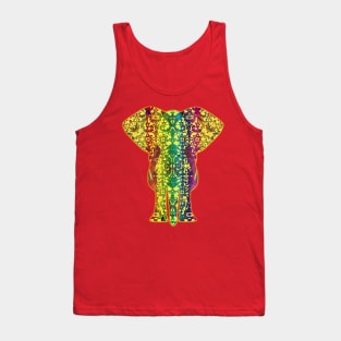 Rainbow Yellow Elephant On Orange Tank Top